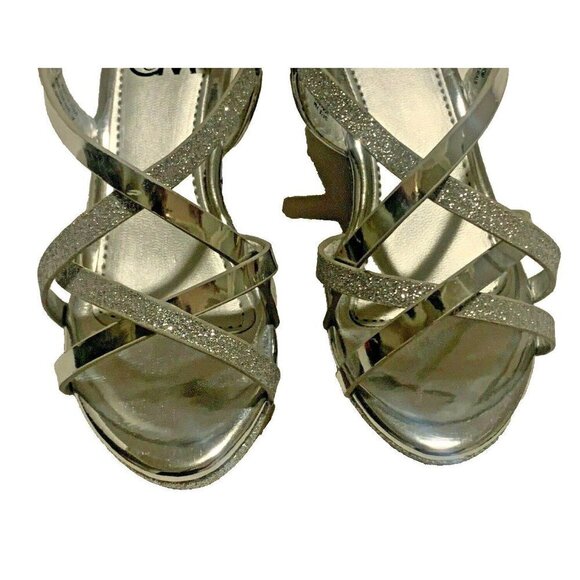 Chelsea Moreland Toddler Girls Wedge Sandals Size 7M Silver Glittery Party - Picture 5 of 10